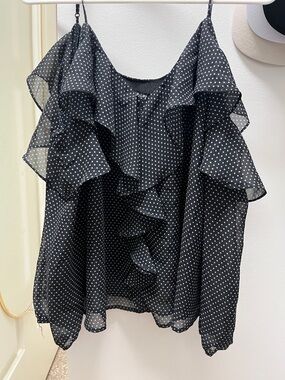 Sugarlips Black and White Polka Dot Ruffle Camisole